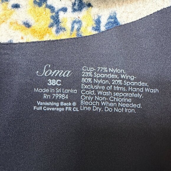 Soma Vanishing Back Full Coverage Front Close T Shirt Bra Womens Size 38C Black - Picture 7 of 8